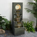 watnature 39.3”H Modern Outdoor Waterfall Fountain - Tall Indoor Relaxing Floor ... - Image 2