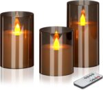 wemarry Flameless Candles 4" 5" 6" Acrylic Glass Pillars 3" Diameter Battery Ope... - Image 2