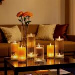 yshengood 6 Pcs Glass Hurricane Candle Holder Ribbed Glass Candle Holder - Elega... - Image 2