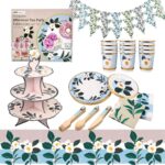 𝐄𝐖𝐈 𝐃𝐞𝐬𝐢𝐠𝐧𝐞𝐫 123pcs Camellia Floral Afternoon Tea Party Supplies Set for 12 gues... - Image 2